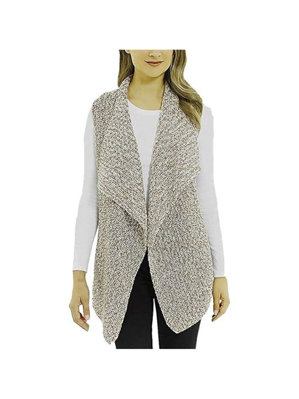 Jones New York Marled Sweater Vest Open Front Knit Women's Size M